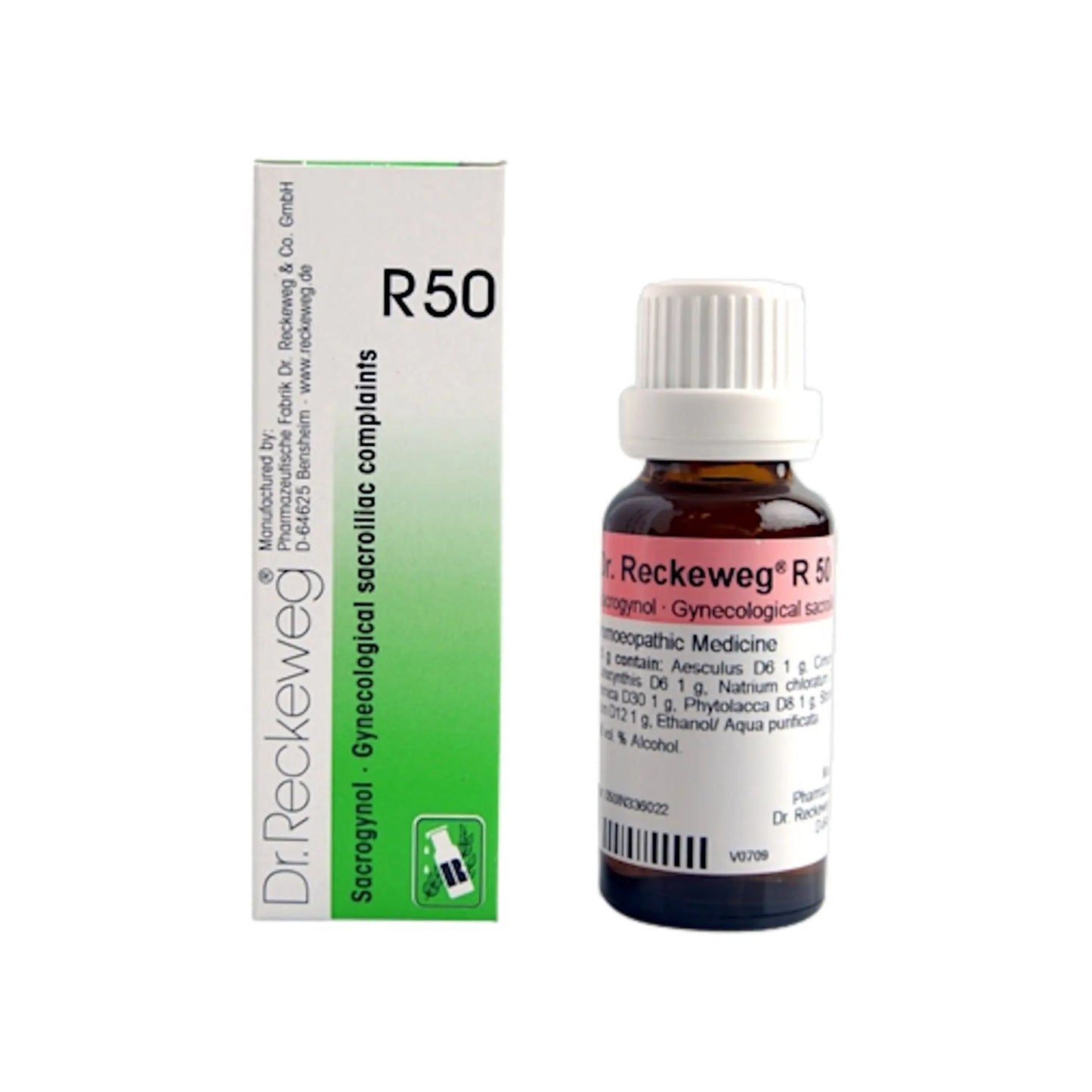 Dr. Reckeweg Germany R50 Sacrogynol Drops 22 ml – homeopathic drops for menstrual pain and pelvic congestion relief