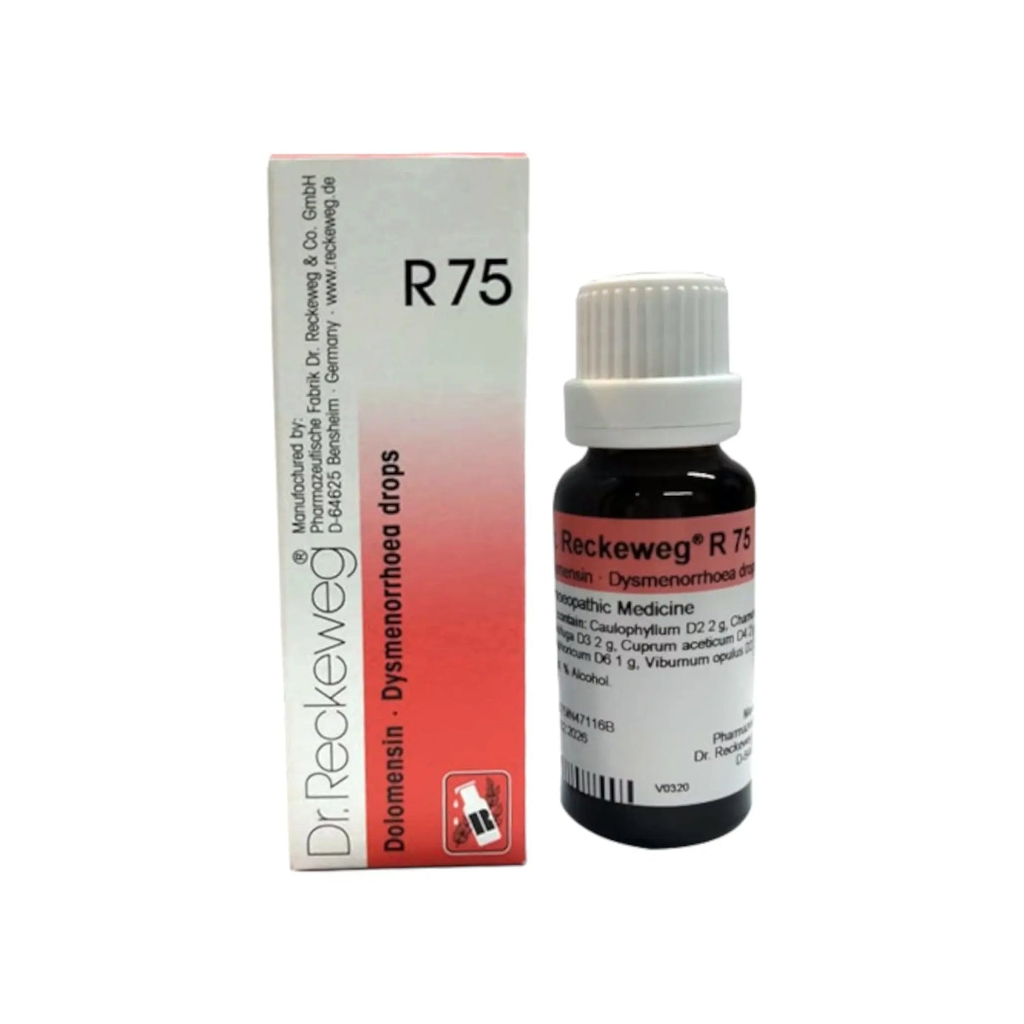 Dr. Reckeweg Germany R75 Dolomensin Dysmenorrhoea Drops 22 ml – homeopathic drops for menstrual pain and cramp relief