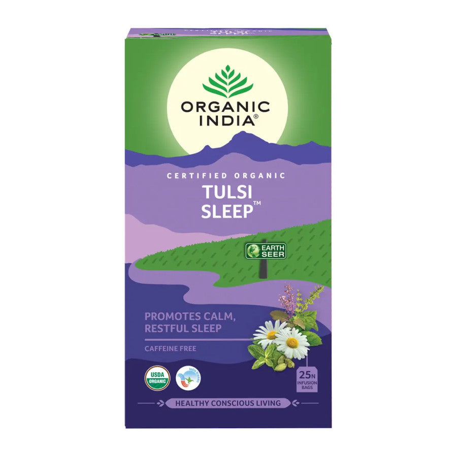 Organic India Tulsi Sleep Green Tea 25 Teabags for relaxation, calm mind, and restful sleep support
