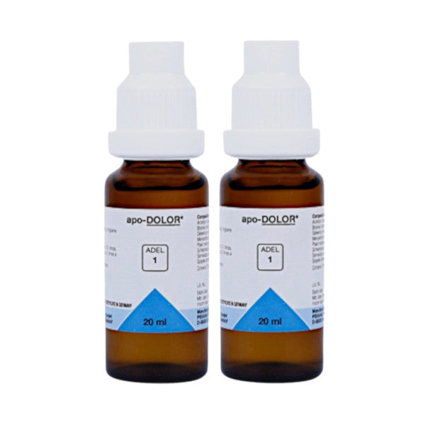 Image: ADEL1 Apo-Dolor Drops 2x20 ml: A Solution for pain relief, including headaches, muscle aches, and joint pain.
