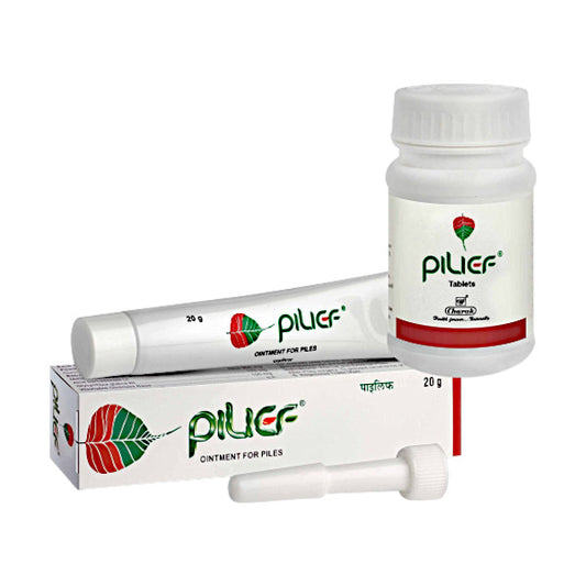 Image: Charak Pilief Combipack Tablets and Ointment: Ayurvedic solution for hemorrhoids, promotes vascular health, aids digestion.