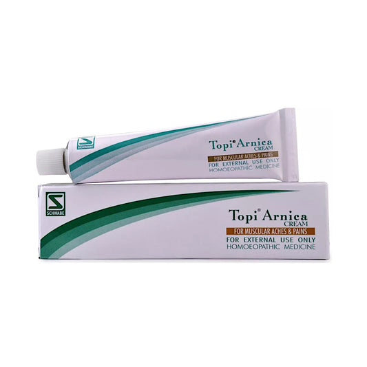 Image: Dr. Schwabe Homeopathy Topi Arnica Cream 25 g - Relief for muscle soreness, bruises, sprains, and joint pain.