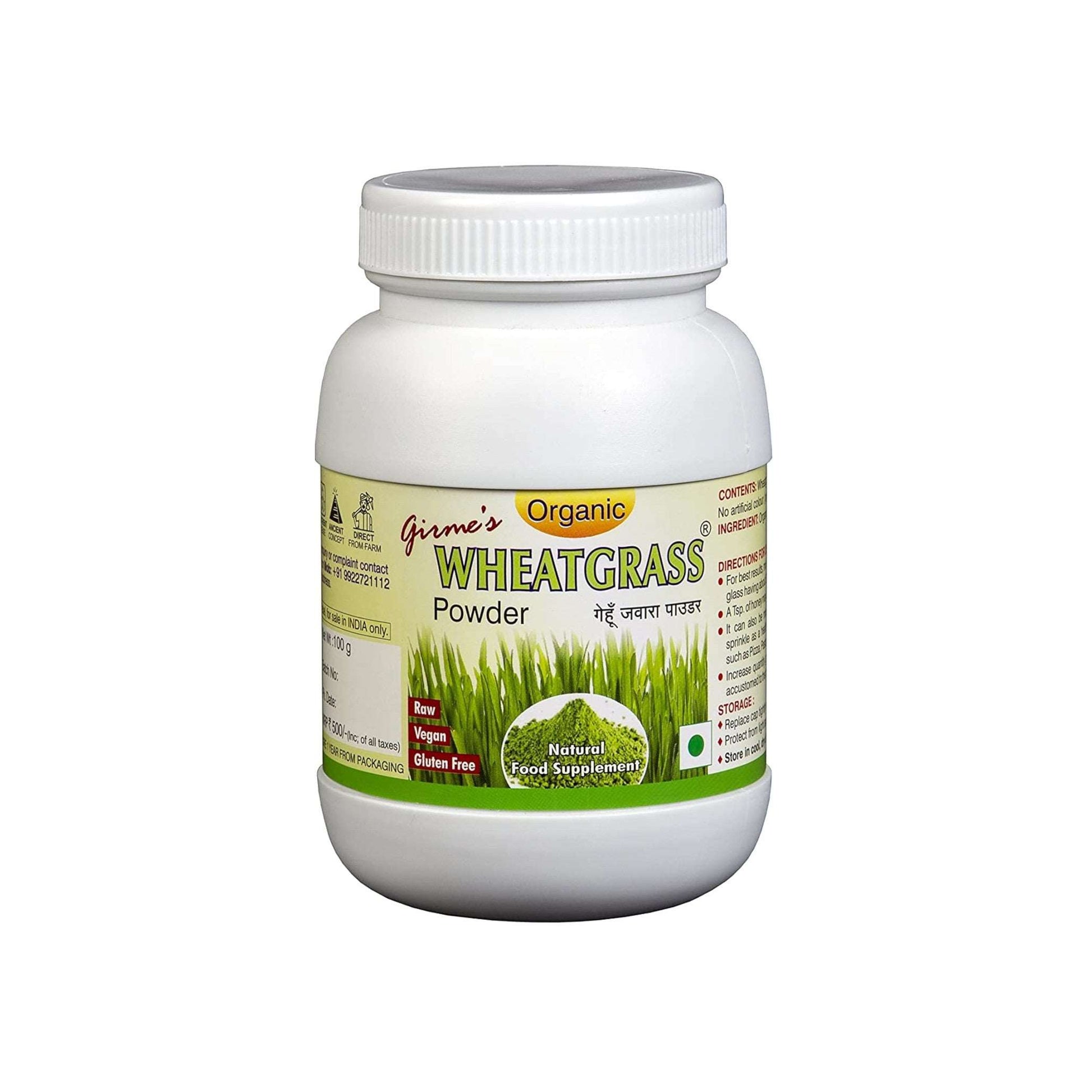 Image: Girme's Wheatgrass Powder 100 g - Nutrient-packed superfood with antioxidants and immune-boosting benefits.