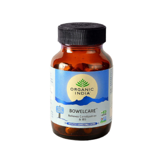 Image: Organic India Bowelcare 60 Capsules - Gentle, Effective Cleansing for Digestive Health.