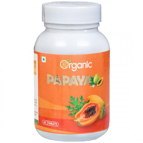 Image: 360 Organic India Papaya Tablets: Elevate well-being with vitamins C and A for heart health and digestion support.