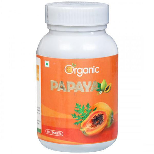 Image: 360 Organic India Papaya Tablets: Elevate well-being with vitamins C and A for heart health and digestion support.
