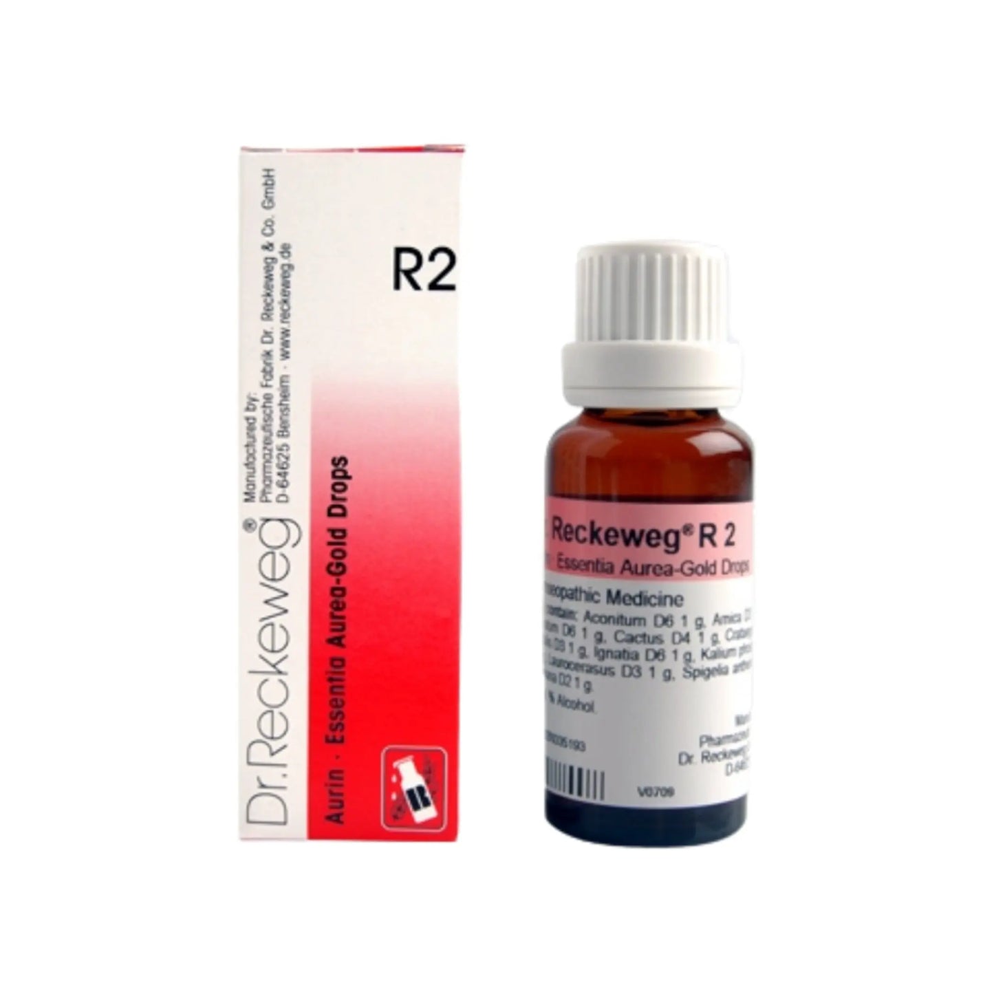 Dr. Reckeweg Germany R2 Heart Efficiency Gold Drops 22 ml – homeopathic drops for heart strength and circulation support