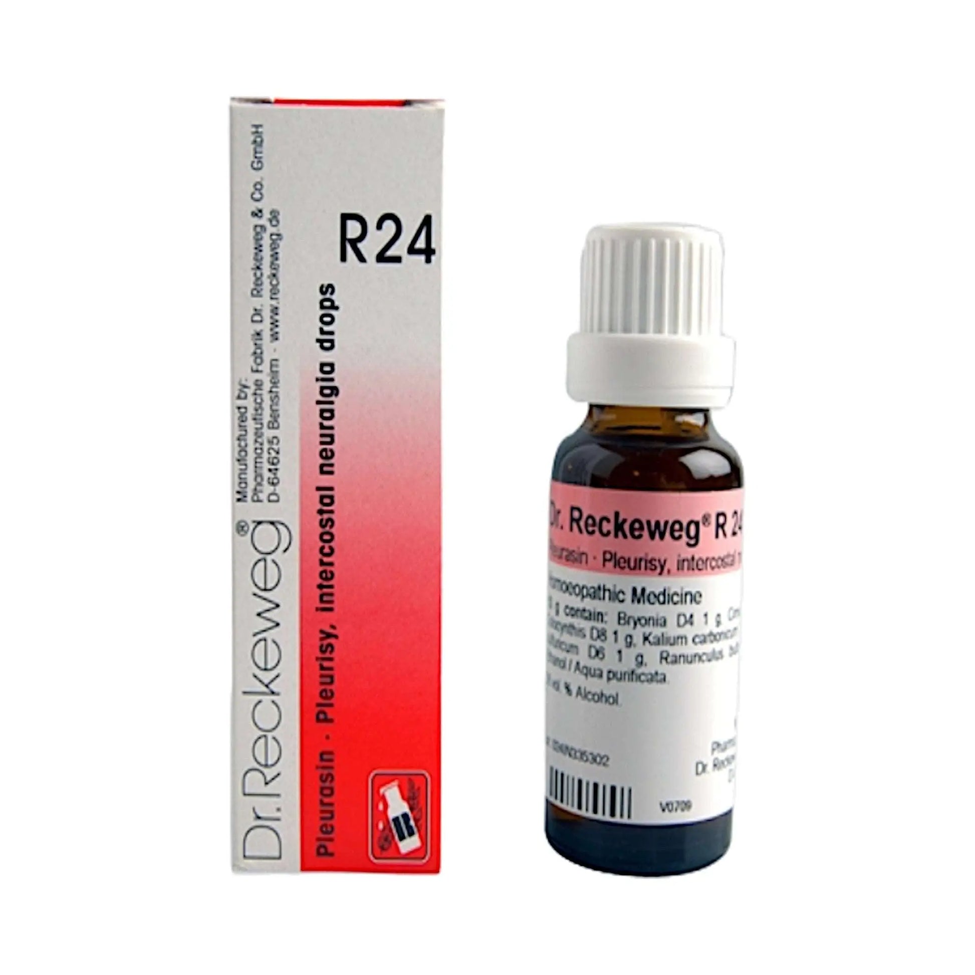 Dr. Reckeweg Germany R24 Pleurasin Drops 22 ml – homeopathic drops for pleurisy and intercostal neuralgia relief