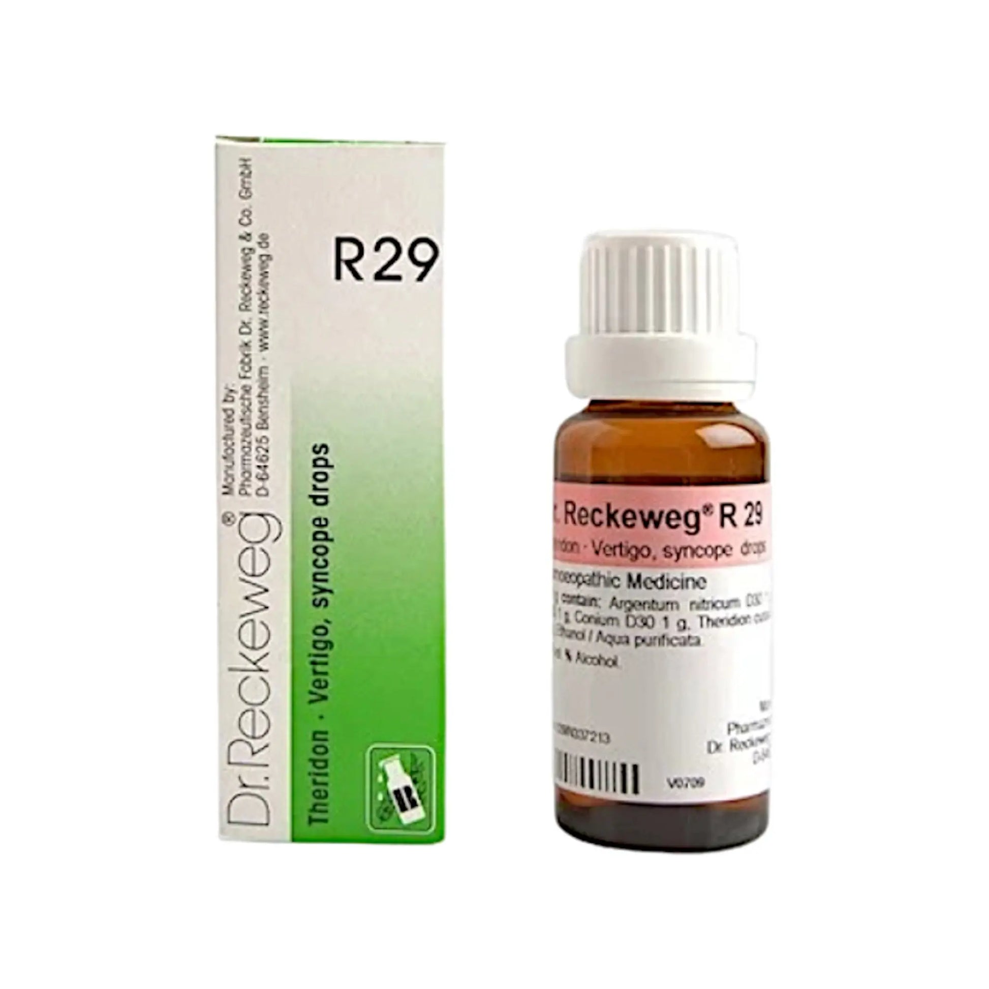 Dr. Reckeweg Germany R29 Theridon Vertigo Syncope Drops 22 ml – homeopathic drops for vertigo and faintness relief