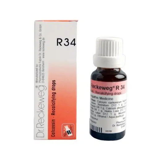 Dr. Reckeweg Germany R34 Calcossin Recalcifying Drops 22 ml – homeopathic drops for calcium absorption and bone strength support