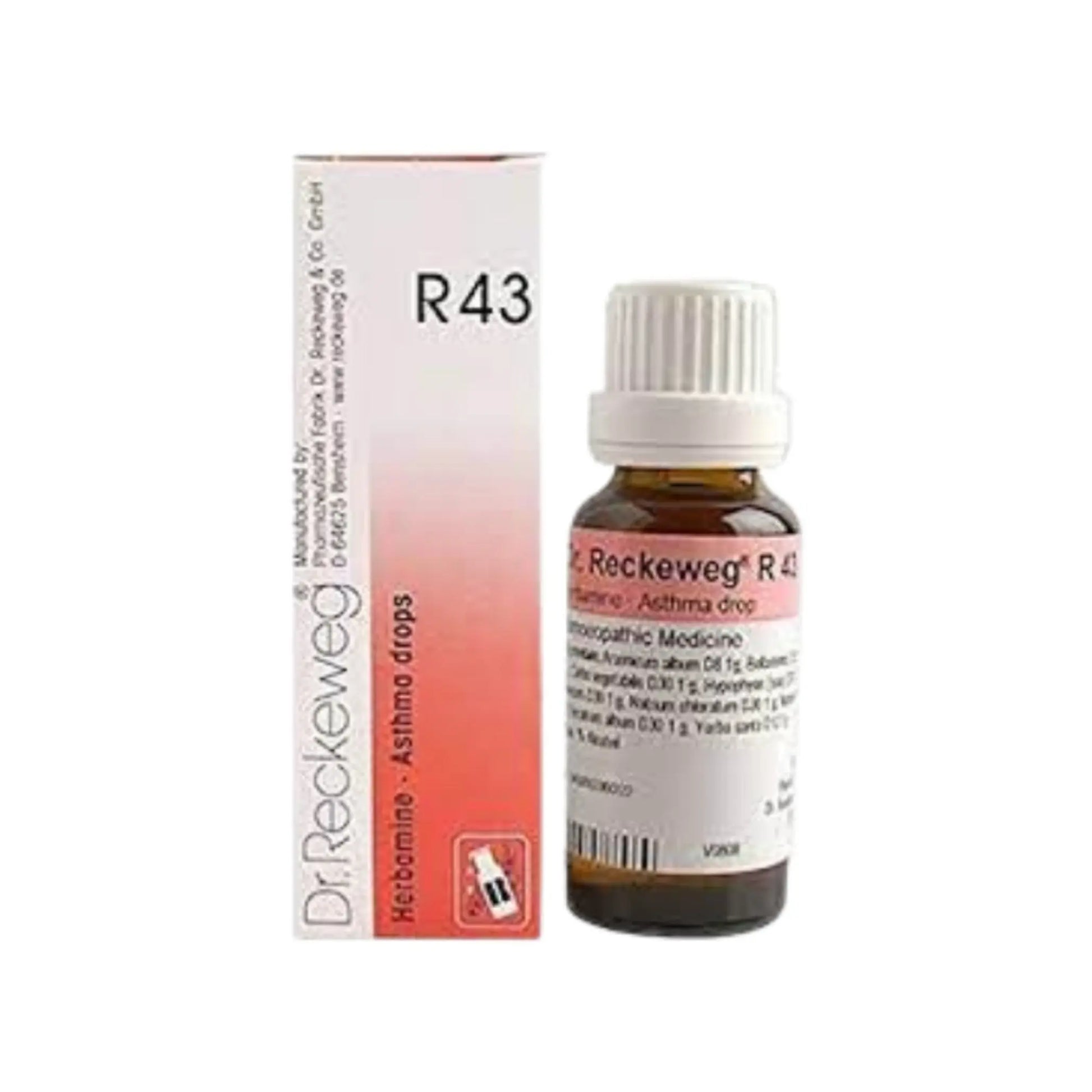 Dr. Reckeweg Germany R43 Herbamine Asthma Drops 22 ml – homeopathic drops for asthma and breathing support