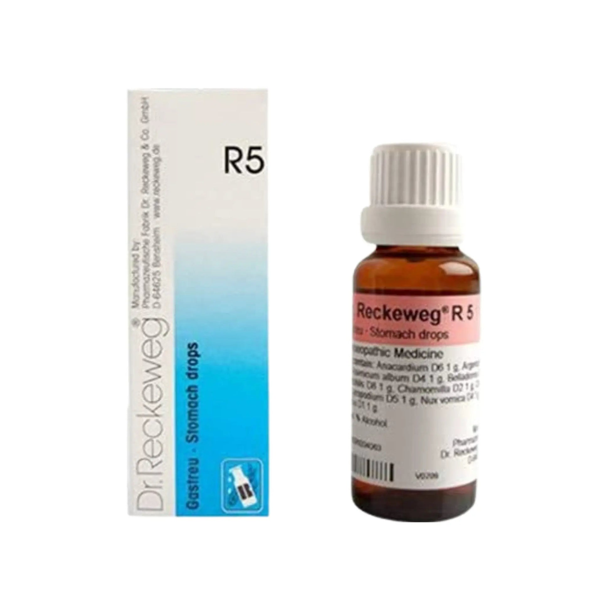 Dr. Reckeweg Germany R5 Gastreu Stomach Drops 22 ml – homeopathic drops for acidity, indigestion, and stomach discomfort