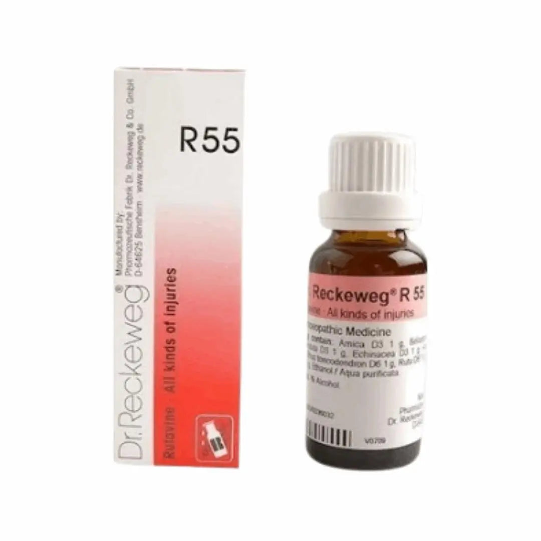 Dr. Reckeweg Germany R55 Rutavine Injuries Drops 22 ml – homeopathic drops for injury, bruising, and muscle strain relief