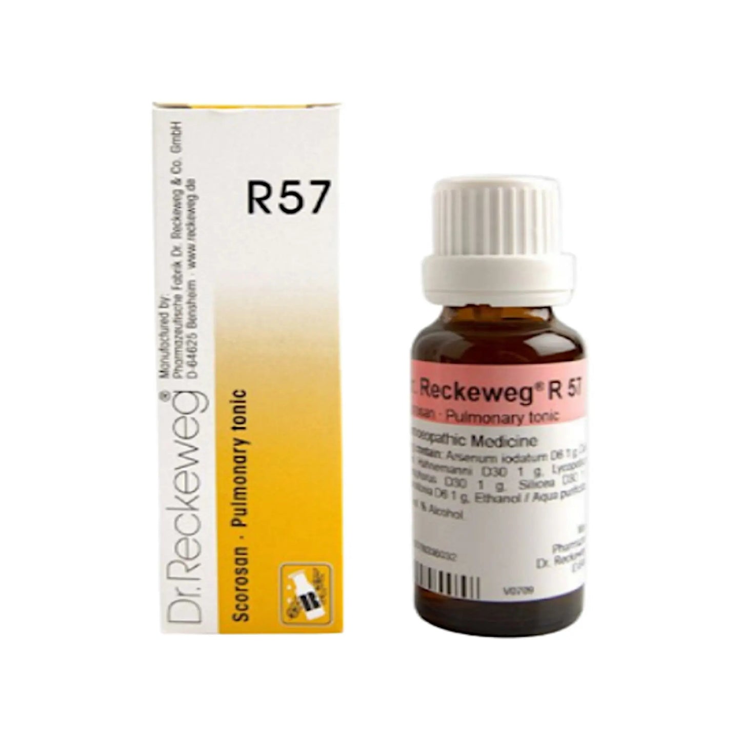 Dr. Reckeweg Germany R57 Scorosan Pulmonary Tonic Drops 22 ml – homeopathic drops for lung support and respiratory weakness