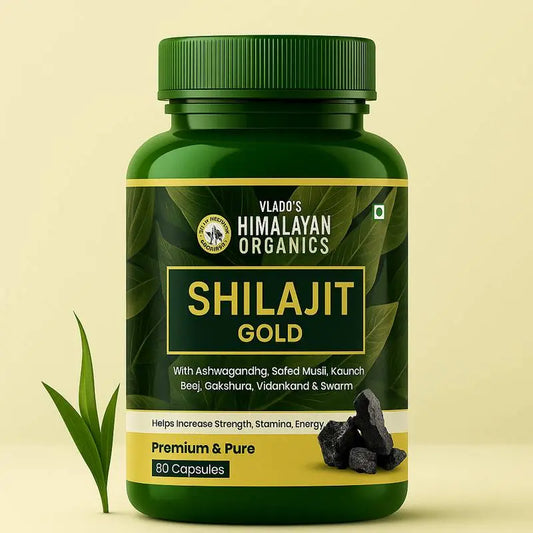 Himalayan Organics Shilajit Gold 80 Capsules – natural supplement for strength, stamina, vitality and overall wellness