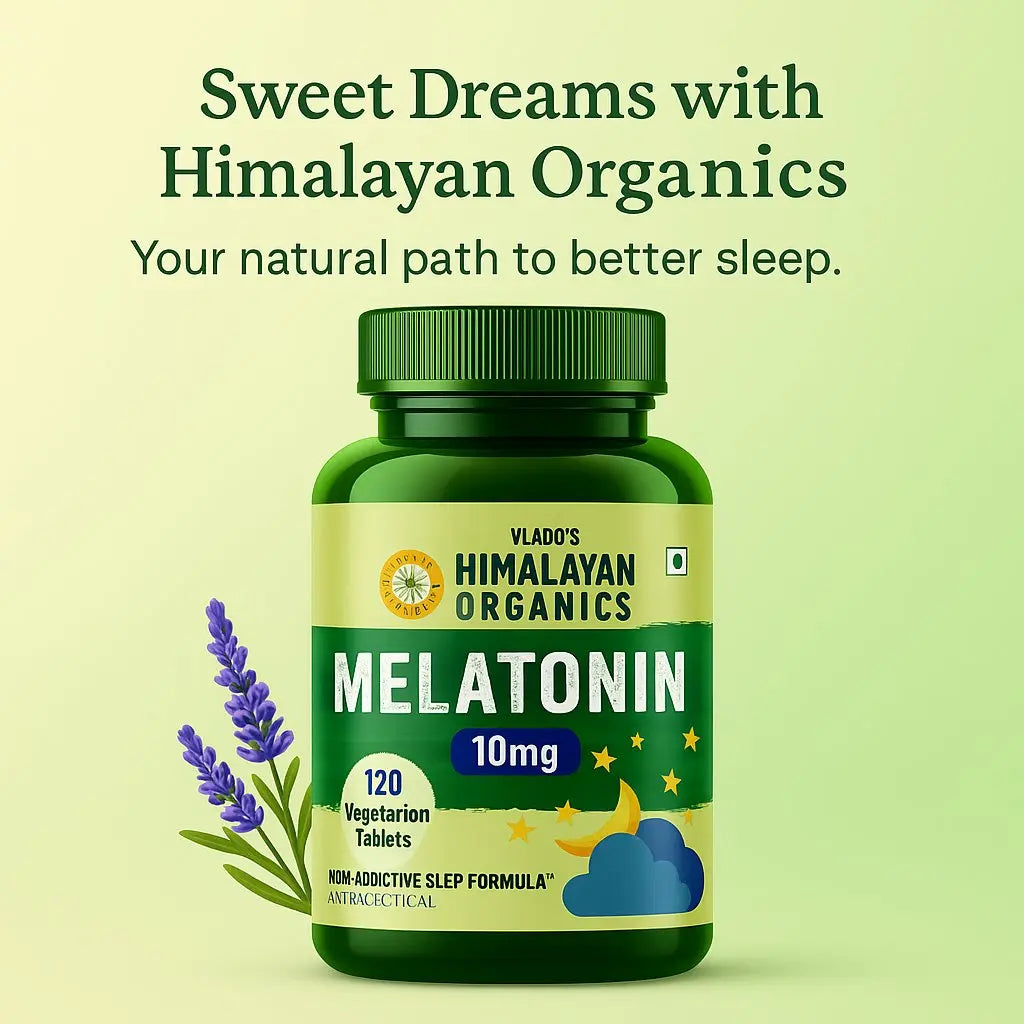 Himalayan Organics Melatonin 10mg Tablets – natural sleep aid for better rest, relaxation, and healthy sleep cycle