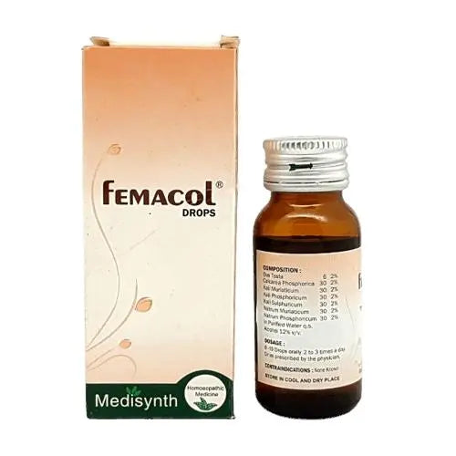Medisynth Femacol Drops 30 ml – homeopathic drops for leucorrhoea and vaginal discharge relief