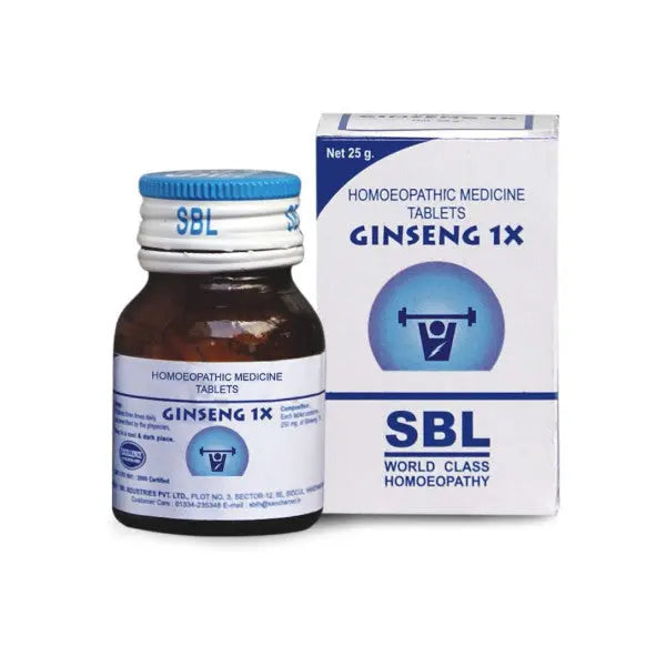 SBL Ginseng 1X Tablets 25 g – homeopathic tablets supporting energy, vitality, and overall wellness