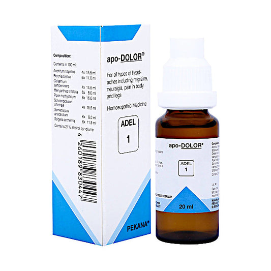 Image: ADEL1 Apo-Dolor Drops 20 ml: A Solution for pain relief, including headaches, muscle aches, and joint pain.