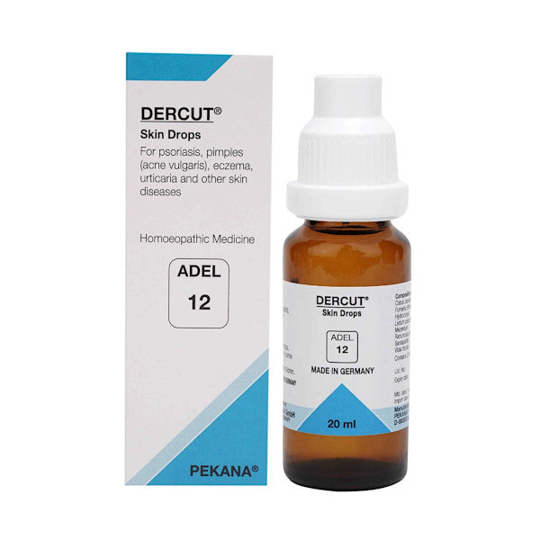 Image: ADEL12 Dercut Drops 20ml: Effective Homeopathic Skin Remedy for Various Issues.