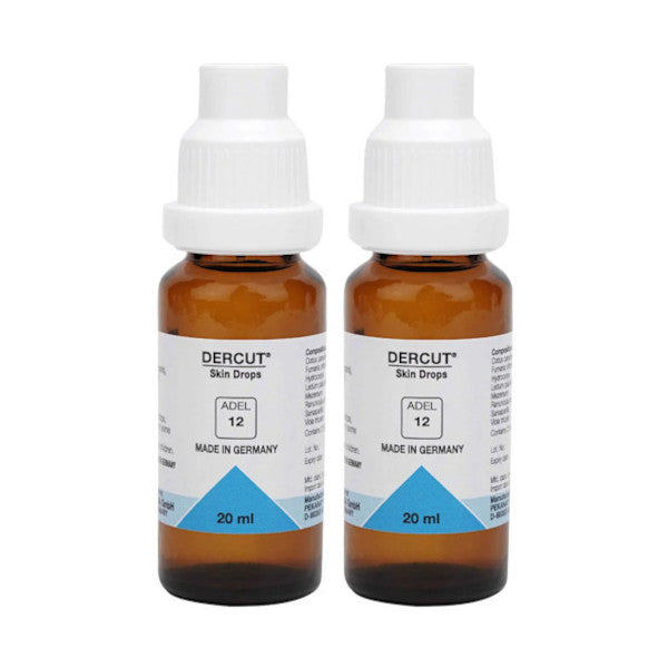 Image: ADEL12 Dercut Drops 2x20ml: Effective Homeopathic Skin Remedy for Various Issues.
