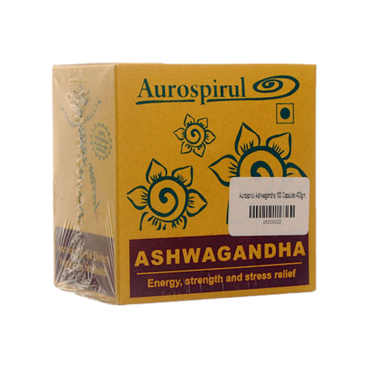Image: Aurospirul Ashwagandha 100 Capsules: Ayurvedic energy and stress support.