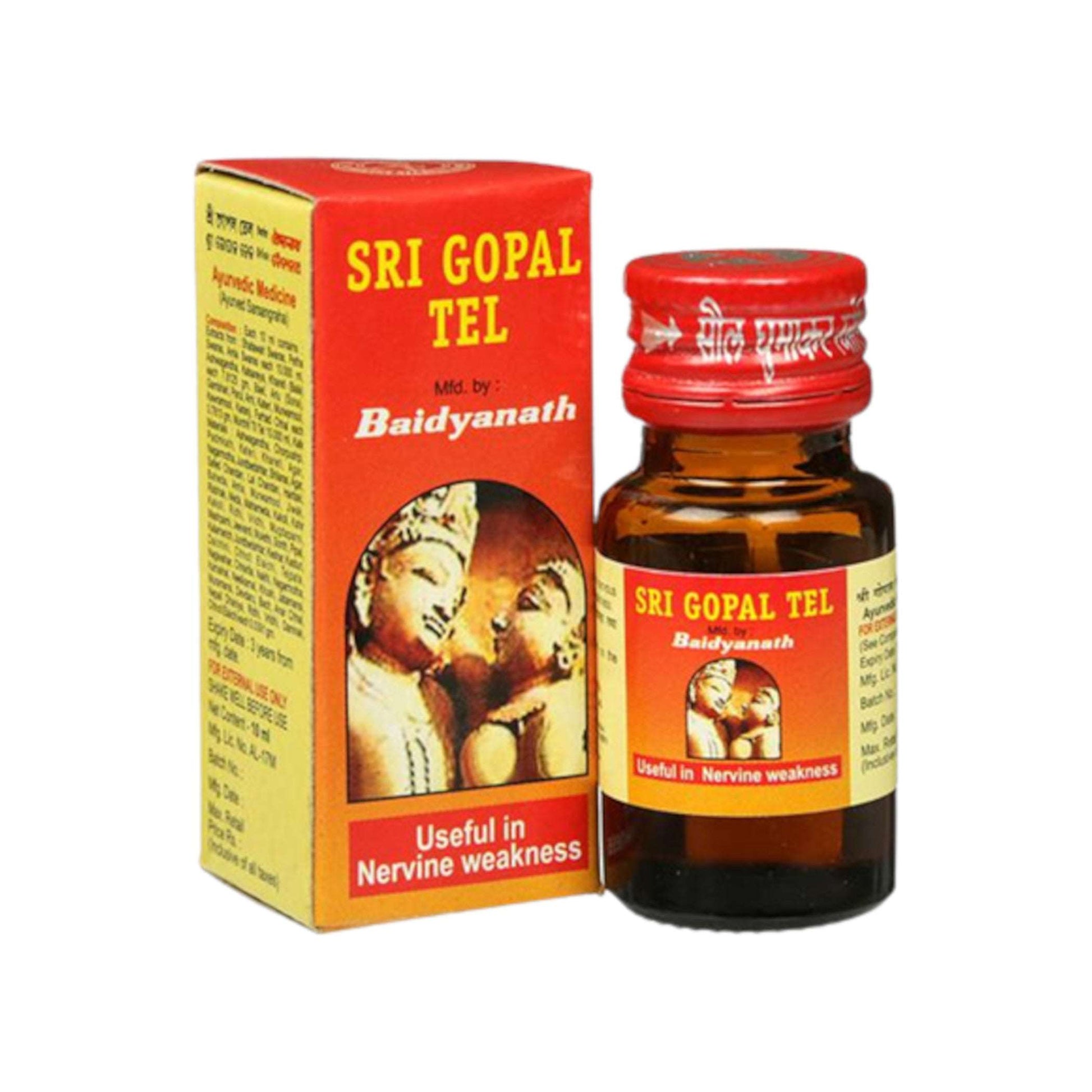 Image: Baidyanath Sri Gopal Tel 50 ml - Ayurvedic massage oil for sexual well-being and vitality.