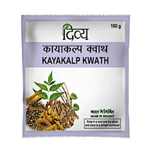 Image: Divya Patanjali - Kayakalp Kwath Powder 100g: Ayurvedic solution for skin issues, aids digestion, acts as a blood purifier, and supports obesity treatment.
