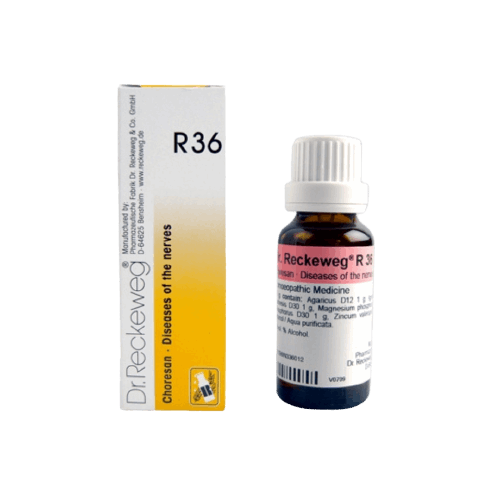 Image for DR. RECKEWEG R36 - Choresan Drops 22 ml: Homeopathic remedy for childhood nervous disorders and St. Vitus' dance. 