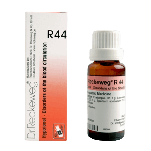 DR. RECKEWEG R44 - Hypotonol Heart Drops 22 ml, a remedy for heart weakness and low blood pressure.