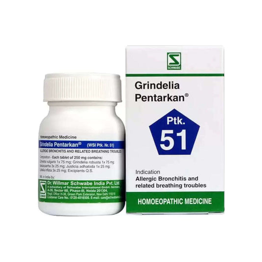 Image: Grindelia Pentarkan Tablets 20 g - Natural respiratory relief for asthma, bronchitis, and coughing.