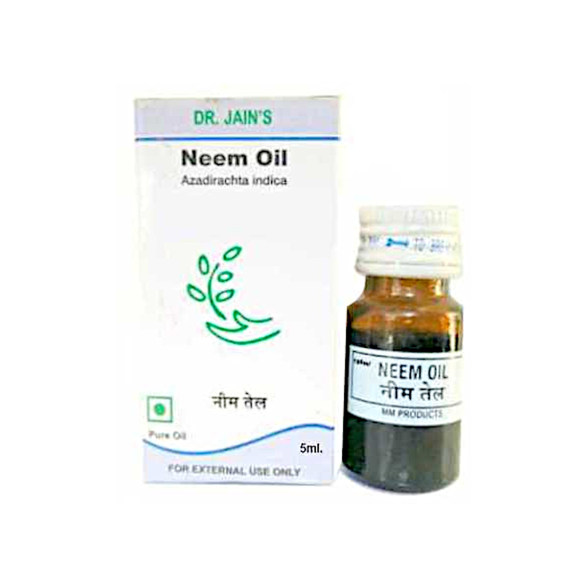 Image for Dr. Jain's Neem Oil - 10 ml. Offers various skin and hair benefits, including treating acne, dandruff, and skin infections.