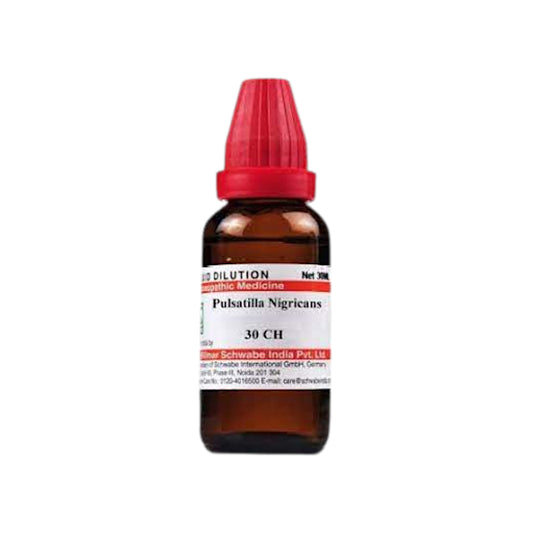 Image: Dr. Schwabe Homeopathy Pulsatilla Nigricans 30CH Drops 30 ml - Remedy for female disorders, sinus, digestive issues, and more.