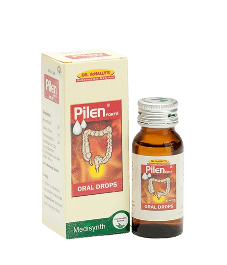 Image: Medisynth Pilen Forte Drops 30 ml - Homeopathic remedy for hemorrhoids, providing relief from pain and bleeding.