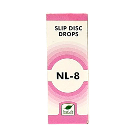 NL8 Slip Disc Drops 30 ml:  Homeopathic relieve of discomfort, strengthens disks, relieves pain. 