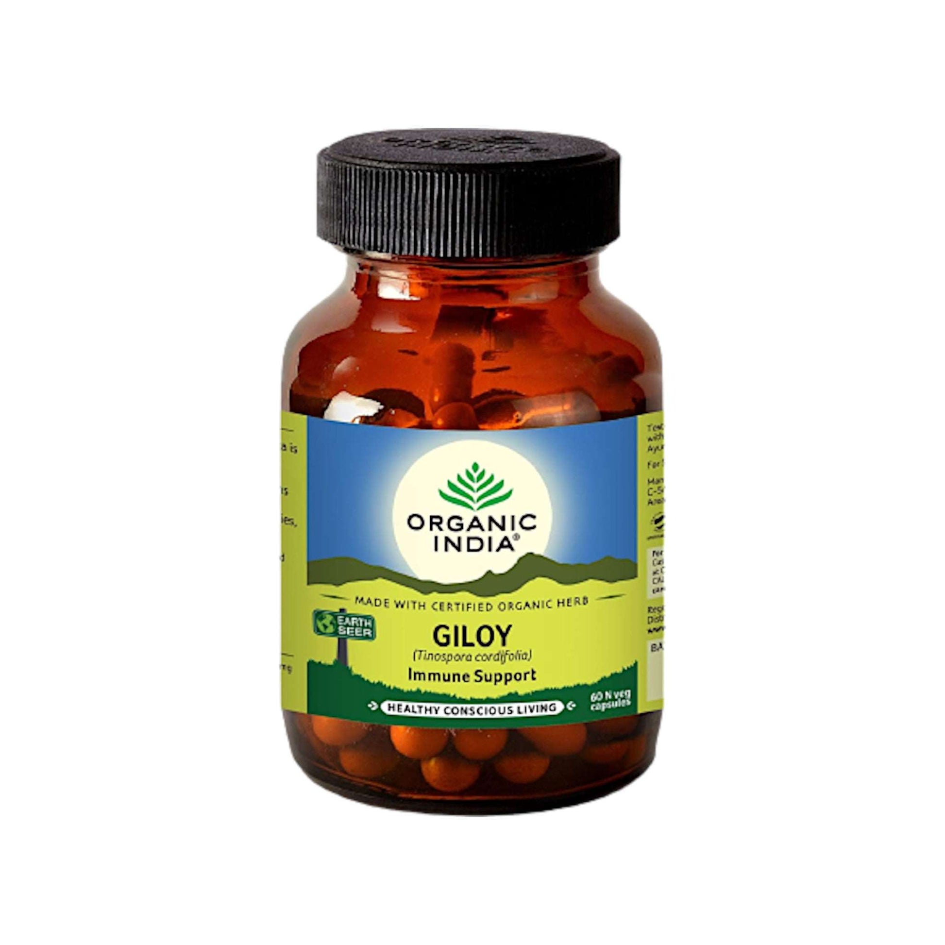 Image: Organic India Giloy Immune Support 60 Capsules - Ayurvedic immune booster with antioxidant and anti-inflammatory properties.
