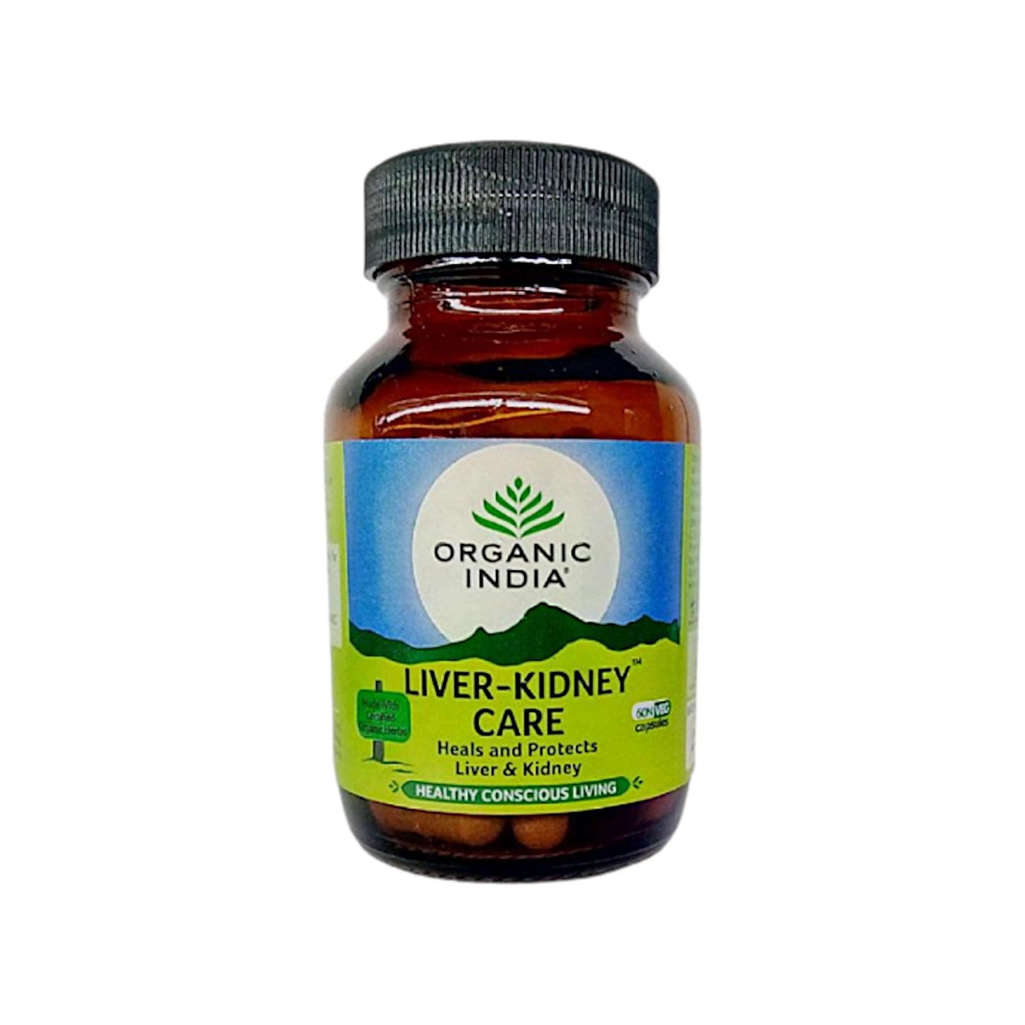 Image: Organic India Liver-Kidney Care 60 Capsules - 100% organic formula for liver and kidney health.