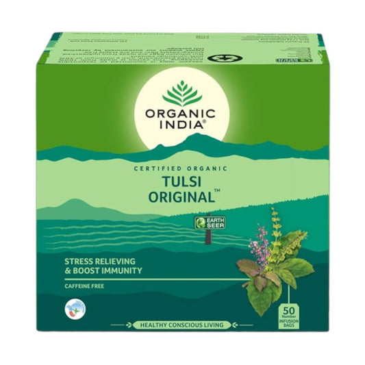 Image: Organic India Tulsi Original Tea: 50 Teabags. Ayurvedic elixir with Holy Basil for stress adaptation and overall wellness.