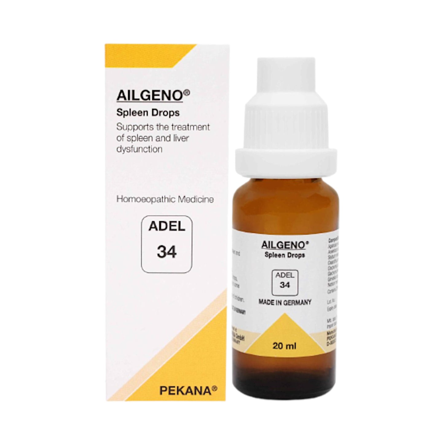 Image: ADEL34 Ailgeno Drops 20 ml: Homeopathic Support for Liver and Spleen Health.