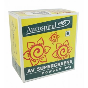 Image: Aurospirul AV SuperGreens Powder 100 g: Nature's nutrient-rich blend for detox, energy, and vitality.