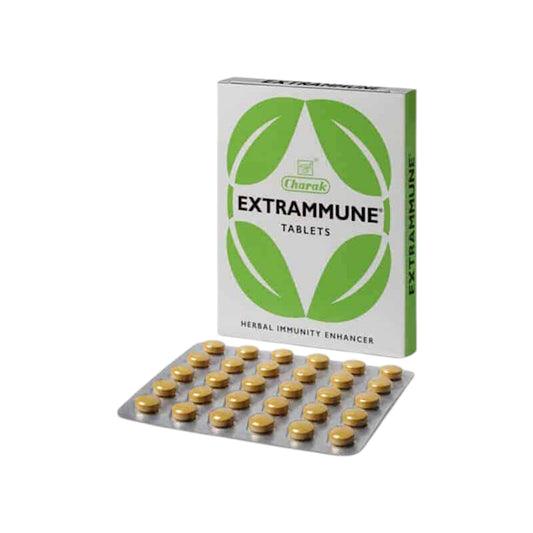 Image of Charak - Extrammune 30 Tablets: Immune-boosting herbal formulation with antibacterial, antimicrobial, and antioxidant properties.