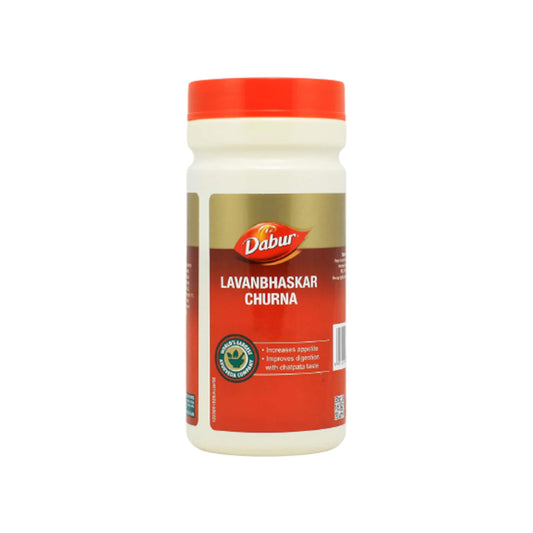 Image of Dabur Lavan Bhaskar Churna Powder 60 g": Ayurvedic herbal powder for digestion with carminative properties.