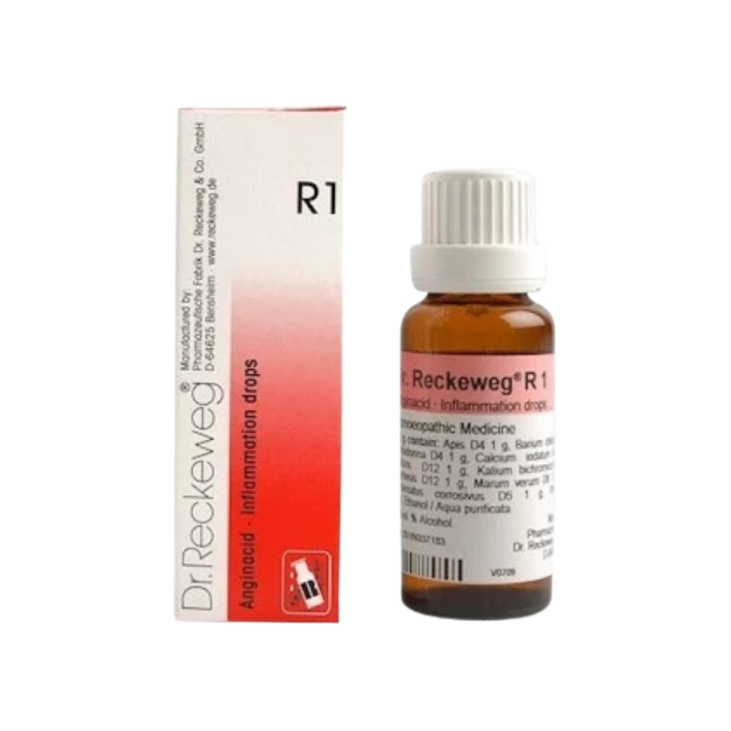 Image for DR. RECKEWEG R1 - Anginacid Drops 22 ml: Homeopathic remedy for tonsillitis and related inflammations.