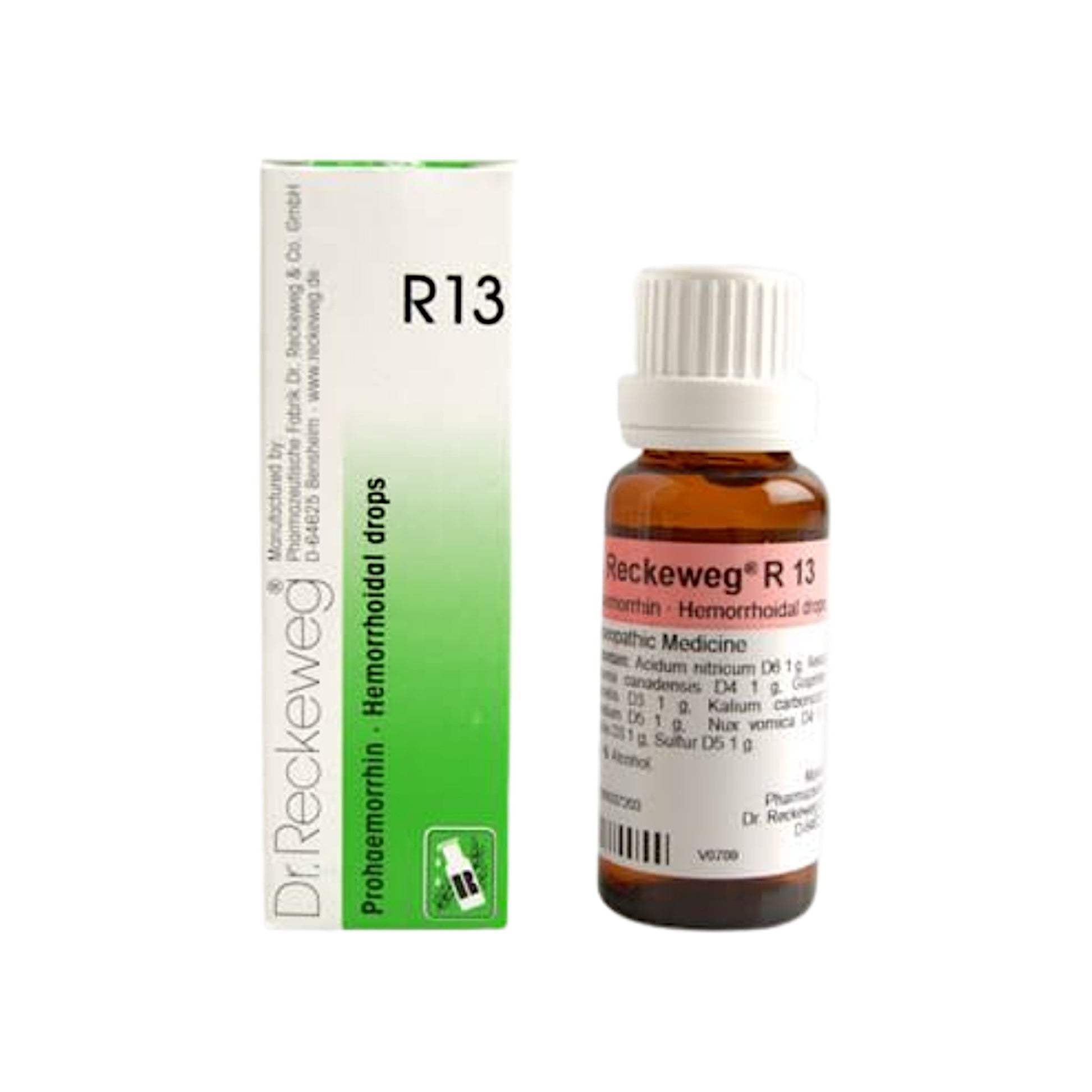 Image for DR. RECKEWEG R13 - Piles Drops 22 ml: Homeopathic remedy for piles (hemorrhoids) and associated symptoms.