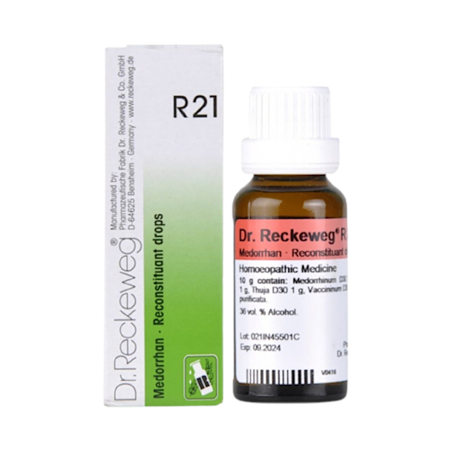 Image for DR. RECKEWEG R21 - Medorrhan Reconstitution Drops 22 ml - Homeopathic remedy for chronic eczema and skin diseases.