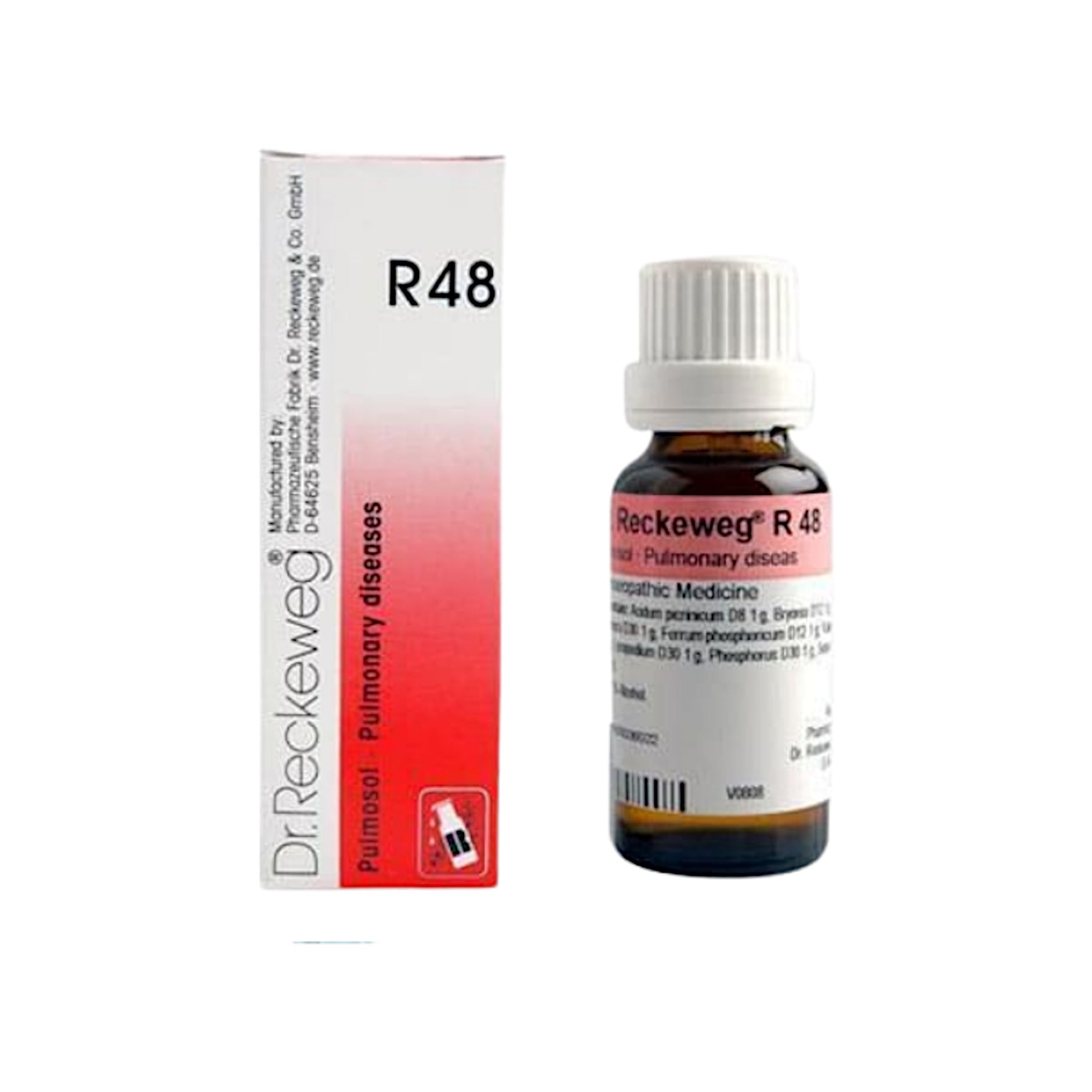 Image for DR. RECKEWEG R48 Pulmosol Pulmonary Drops 22 ml: For early-stage tuberculosis, asthma, and bronchial conditions.