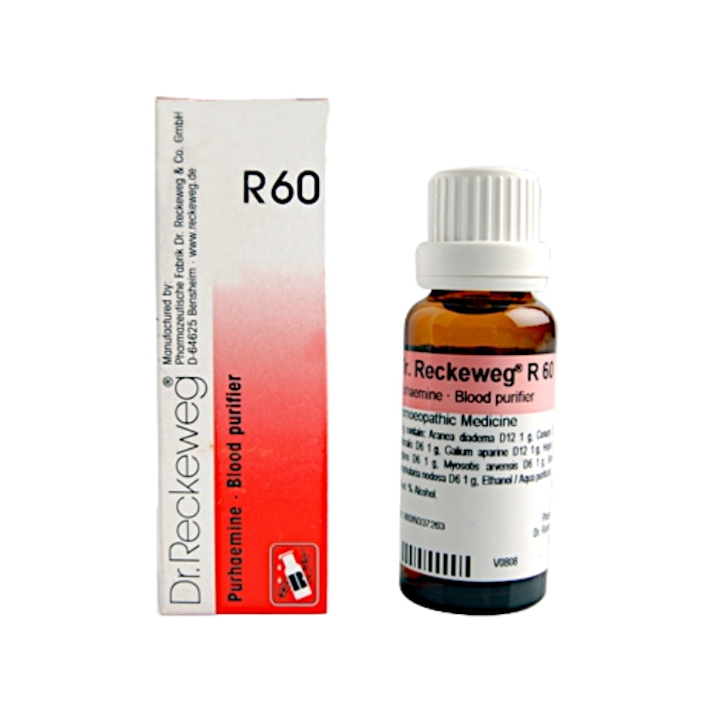 Image: DR. RECKEWEG R60 - Blood Purifier 22 ml - Promotes blood purification, skin health, and overall well-being.