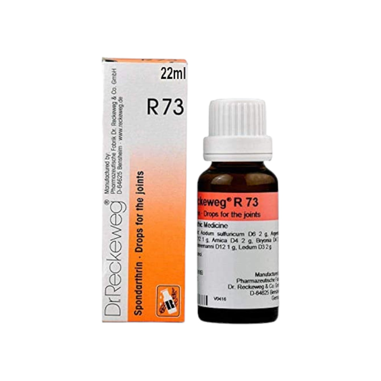 Image: DR. RECKEWEG R73 - Spondarthrin Joint Drops 22 ml - Supports osteoarthritis relief for large joints and vertebrae.